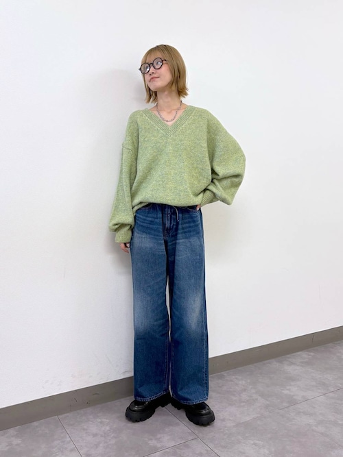 セール】紐ベルト付き/ワイドストレートデニムパンツ（デニムパンツ