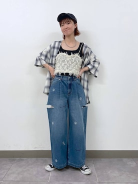 「RAGEBLUE（レイジブルー）のアイテム（キャミソール）」を使った、nanamiさん（レディース・164cm）の夏コーディネート