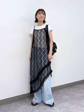 「高見え」｜「アイテム（アクセサリー）」を使った、nanamiさん（レディース・164cm）の夏コーディネート