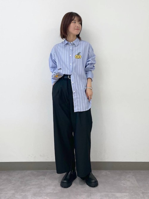 ブラウス シャツ 「SAKURAIMARIA×RAGEBLUEコラボ」刺繍ワッペンストライプシャツ レディース RAGEBLUE ブラウス シャツ 「SAKURAIMARIA×RAGEBLUEコラボ」刺繍