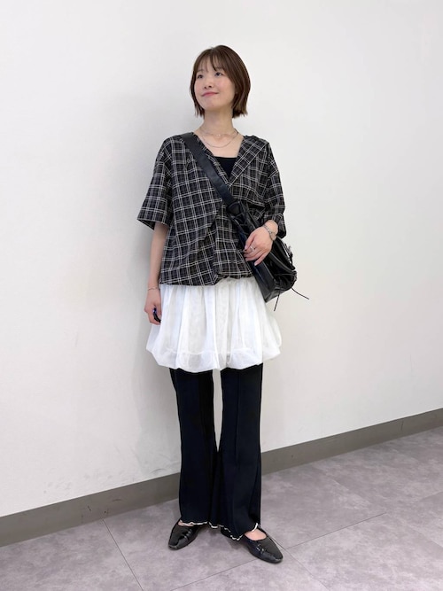 配色リブメローフレアパンツ