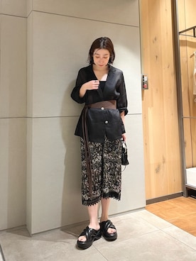 「GALLARDAGALANTE（ガリャルダガランテ）のシアーラミージャケット（ベスト、ブラック系）」を使った、gg_makiko_tgさん（レディース・161cm）の夏コーディネート