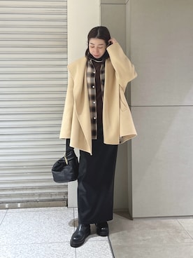 「アイテム（その他アウター、イエロー系）」を使った、gg_makiko_tgさん（レディース・161cm）の冬コーディネート