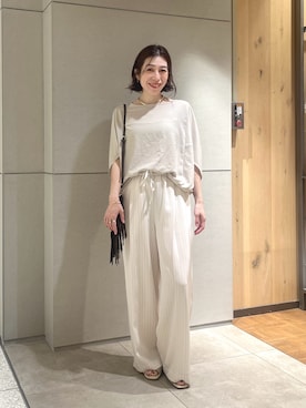 「GALLARDAGALANTE（ガリャルダガランテ）のドルマンジャージープルオーバー（シャツ/ブラウス、ベージュ系）」を使った、gg_makiko_tgさん（レディース・161cm）の春コーディネート
