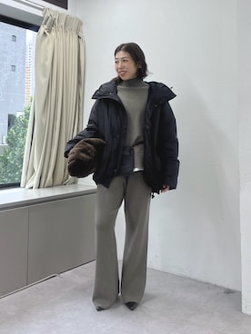 「GALLARDAGALANTE（ガリャルダガランテ）の【セットアップ対応】オーバータートルニット（ニット/セーター、グレー系）」を使った、gg_makiko_tgさん（レディース・161cm）の秋コーディネート