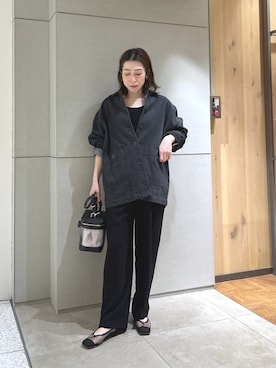 「GALLARDAGALANTE（ガリャルダガランテ）の【2.718】メッシュフラットシューズ（バレエシューズ、ブラック系）」を使った、gg_makiko_tgさん（レディース・161cm）の春コーディネート