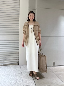 「GALLARDAGALANTE（ガリャルダガランテ）の【前後2way】ストレッチ2WAYワンピース（ワンピース、ホワイト系）」を使った、gg_makiko_tgさん（レディース・161cm）の冬コーディネート