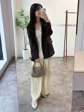 「DouDou（ドゥドゥ）のアイテム（スラックス）」を使った、doudouchinamiさん（レディース・163cm）の春コーディネート