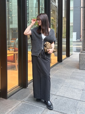 「DouDou（ドゥドゥ）のアイテム（カーディガン/ボレロ）」を使った、doudouchinamiさん（レディース・163cm）の秋コーディネート