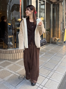 「アイテム（ムートンコート）」を使った、doudouchinamiさん（レディース・163cm）の冬コーディネート