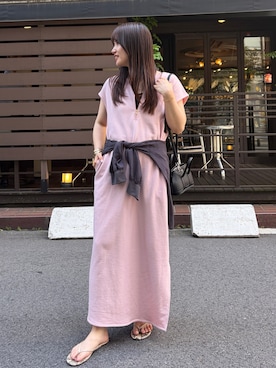 「DouDou（ドゥドゥ）の袖リブシアーデニムシャツ（シャツ/ブラウス、グレー系）」を使った、doudouchinamiさん（レディース・163cm）の春コーディネート