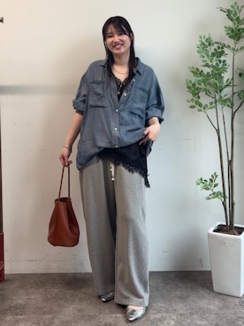 「DouDou（ドゥドゥ）のアイテム（パンツ）」を使った、doudouchinamiさん（レディース・163cm）の春コーディネート