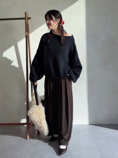 セール】ウールスラブロービングニット（ニット/セーター）｜DouDou