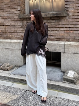 「DouDou（ドゥドゥ）のアイテム（パンツ）」を使った、doudouchinamiさん（レディース・163cm）の夏コーディネート