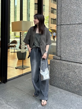「DouDou（ドゥドゥ）の【デニムなのにスウェット!?】スウェットデニムパンツ（その他パンツ）」を使った、doudouchinamiさん（レディース・163cm・30代）の夏コーディネート