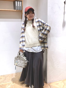 「アイテム（ボストンバッグ）」を使った、おみやさん（レディース・155cm）の秋コーディネート