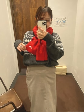 「GLOBAL WORK（グローバルワーク）のアイテム（マフラー）」を使った、おみやさん（レディース・155cm）の冬コーディネート