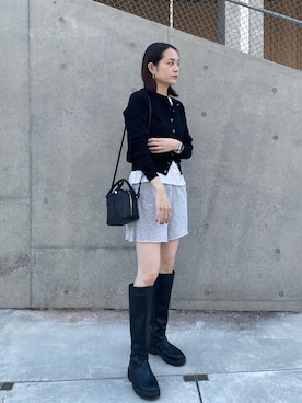 「アイテム（トートバッグ、ブラック系）」を使った、hanaさん（レディース・160cm）の秋コーディネート