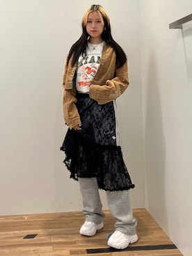 「アイテム（ブルゾン）」を使った、NNさん（レディース・168cm）の秋コーディネート