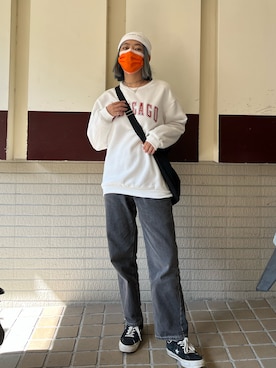 「アイテム（ジャージ、ホワイト系）」を使った、Sunnyさん（レディース・166cm）の秋コーディネート
