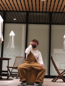 「８(eight)（エイト）のアイテム（オールインワン・サロペット）」を使った、shirakinさん（メンズ・167cm）の秋コーディネート