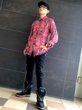 「Saint Laurent（サンローラン）のアイテム（パンツ）」を使った、harutoexplorerさん（メンズ・174cm）の秋コーディネート