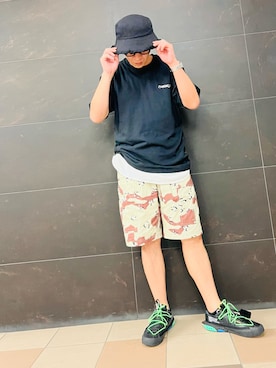 「off white」｜「アイテム（帽子）」を使った、harutoexplorerさん（メンズ・174cm）の夏コーディネート