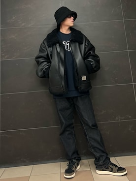 「ほめられ本命コーデ」｜「アイテム（ミリタリージャケット）」を使った、harutoexplorerさん（メンズ・174cm）の冬コーディネート