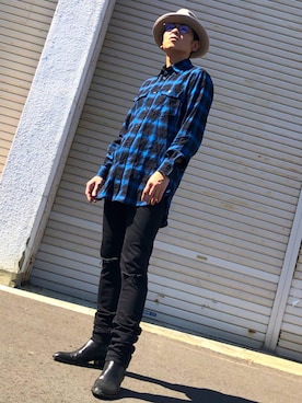 「Saint Laurent（サンローラン）のアイテム（パンツ）」を使った、harutoexplorerさん（メンズ・174cm）の秋コーディネート