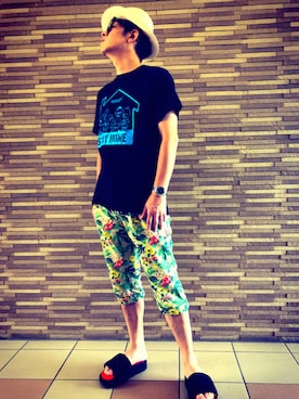 「TMT（ティーエムティー）のアイテム（パンツ）」を使った、harutoexplorerさん（メンズ・174cm）の夏コーディネート