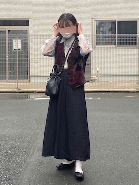 「古着好きな人と繋がりたい」｜「アイテム（バレエシューズ）」を使った、🐤さん（レディース・160cm）の秋コーディネート