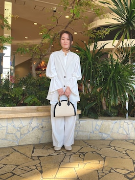「オールホワイト」｜「アイテム（その他アウター）」を使った、e6さん（レディース・149cm）の春コーディネート