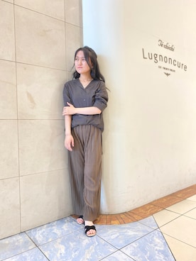 「とろみシャツ」｜「アイテム（アクセサリー）」を使った、e6さん（レディース・149cm）の夏コーディネート