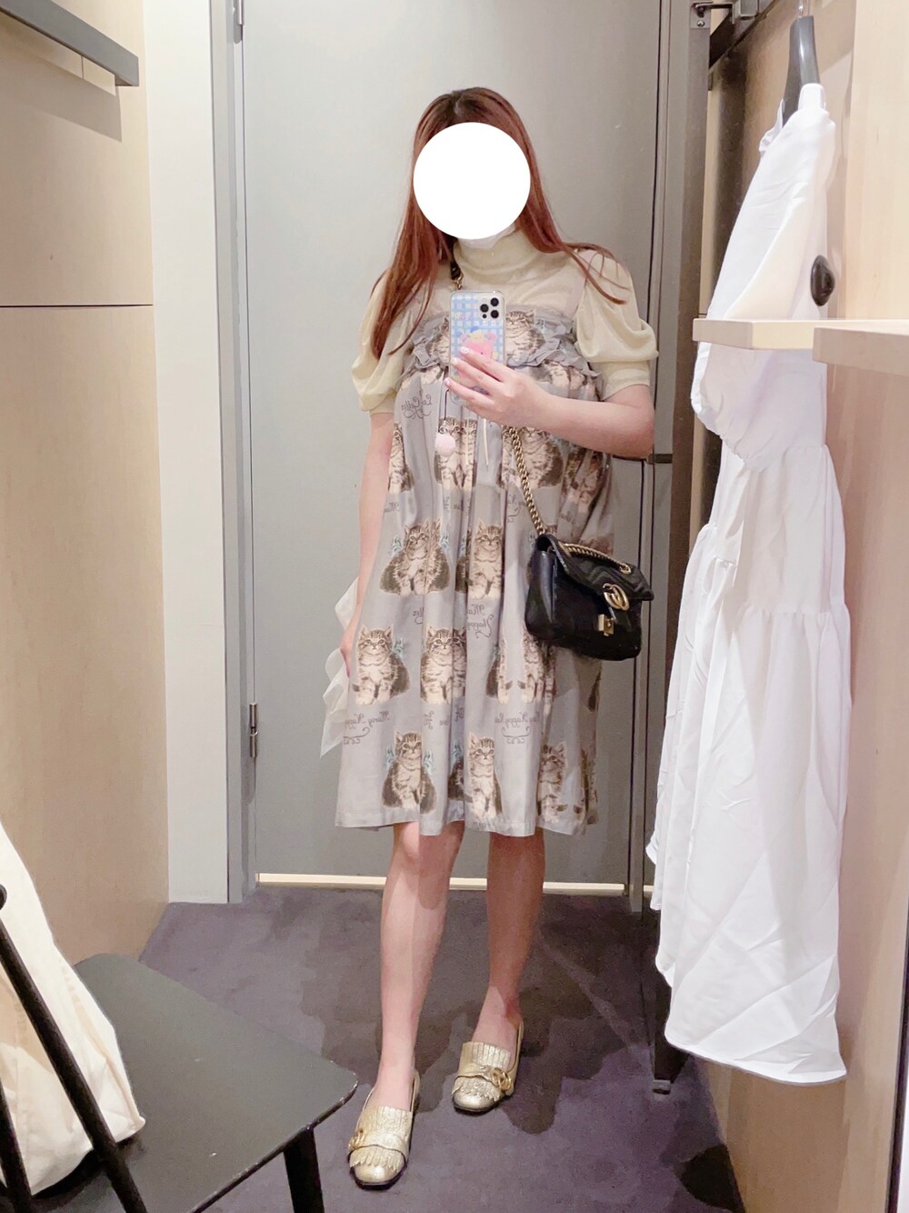 「GUCCIのアイテム（スリッポン、ゴールド系）」を使った、jiaoziさん（レディース・153cm）の夏コーディネートの1枚目の写真