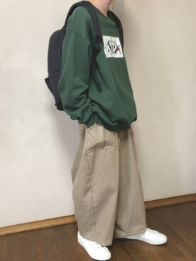 「kutir」｜「アイテム（スウェット）」を使った、有馬。さん（メンズ・165cm）の秋コーディネート