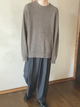 「リドム」｜「アイテム（スラックス）」を使った、有馬。さん（メンズ・165cm）の秋コーディネート
