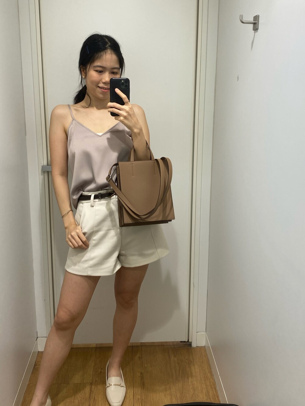 「ORiental TRafficのアイテム（シューズ、ベージュ系）」を使った、Wendy🦦さん（レディース・163cm）の夏コーディネートの1枚目の写真