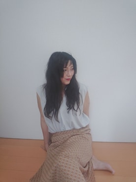 「GU（ジーユー）のアイテム（シャツ/ブラウス、グリーン系）」を使った、えびさん（レディース・175cm）の秋コーディネート