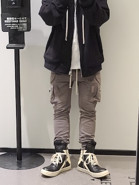 「RICK OWENS」｜「アイテム（パーカー）」を使った、なかさん（メンズ・167cm）の春コーディネート