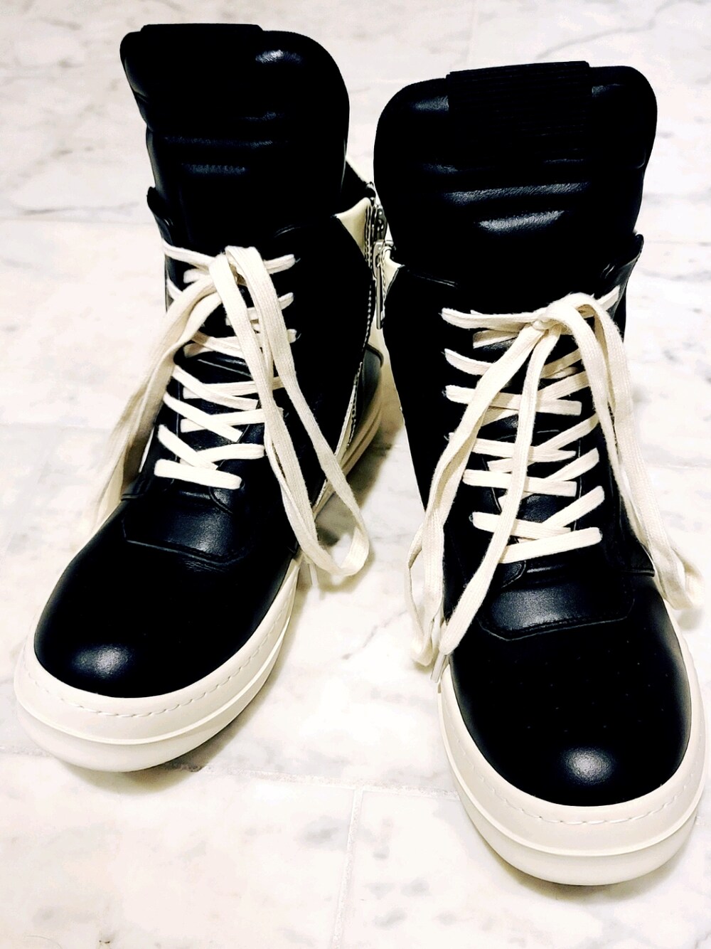 rick owens 黒 レザー ハイカットスニーカー 厚底7cm 38 rick owens 黒 レザー ハイカットスニーカー 厚底7cm 38