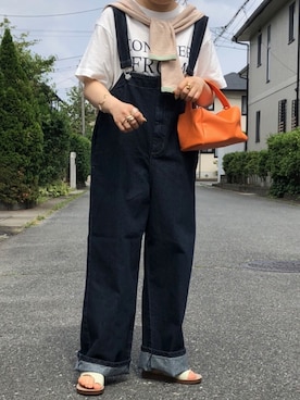 「apres jour mignon（アプレジュールミニョン）のアイテム（オールインワン・サロペット）」を使った、moさん（レディース・147cm）の夏コーディネート