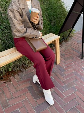 「LOWRYS FARM（ローリーズファーム）のカラーフレアパンツ  892044（その他パンツ）」を使った、moさん（レディース・147cm）の秋コーディネート