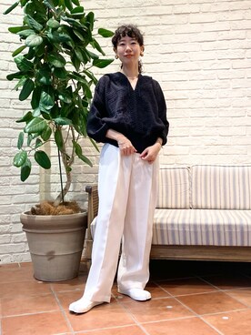 「アイテム（イヤリング）」を使った、Kaho Oishiさん（レディース・150cm）の秋コーディネート