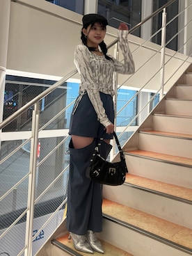 「ハンチング」｜「アイテム（ハンドバッグ）」を使った、HARUKAさん（レディース・163cm）の冬コーディネート