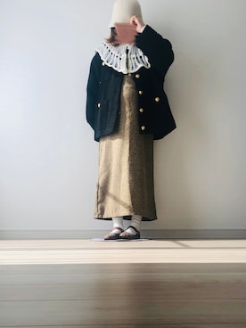 「LOUNGEDRESS（ラウンジドレス）のアイテム（ノーカラージャケット）」を使った、dandanさん（レディース・151cm）の冬コーディネート