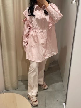「one after another NICE CLAUP（ワンアフターアナザーナイスクラップ）のアイテム（デニムパンツ）」を使った、べりこさん（レディース・157cm）の夏コーディネート