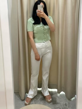 「one after another NICE CLAUP（ワンアフターアナザーナイスクラップ）のアイテム（デニムパンツ）」を使った、べりこさん（レディース・157cm）の夏コーディネート