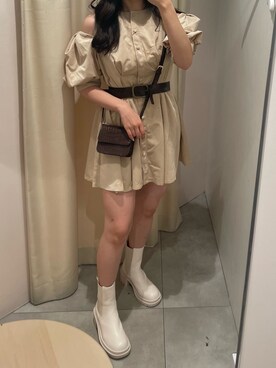 「one after another NICE CLAUP（ワンアフターアナザーナイスクラップ）のアイテム（ワンピース/ドレス）」を使った、べりこさん（レディース・157cm）の夏コーディネート