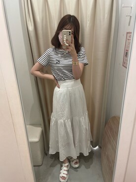 「one after another NICE CLAUP（ワンアフターアナザーナイスクラップ）のスニーカー底グルカサンダル（サンダル）」を使った、橋本すずかさん（レディース・165cm）の夏コーディネート