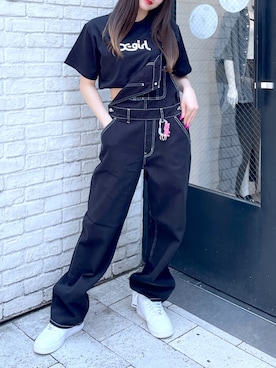 「x-girl_ootd」｜「アイテム（オールインワン・サロペット）」を使った、moonlightxxさん（レディース・165cm）の春コーディネート